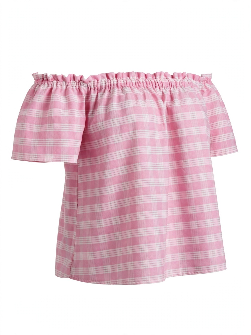 Hawaii Locally Made Pink Off-Shoulder Plaid Top